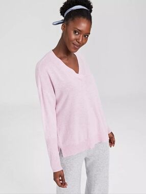 Charter Club Pink Cashmere V-Neck Sweater